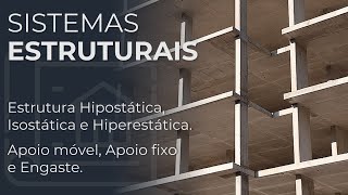 ESTRUTURAS HIPOSTÁTICA ISOSTÁTICA E HIPERESTÁTICA VINCULAÇÕES APOIO MÓVEL APOIO FIXO E ENGASTE [upl. by Narmak530]