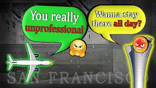 HARSH ARGUMENT  PILOTS vs CONTROLLER at San Francisco International [upl. by Anelra]