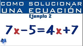 Cómo solucionar una ecuación entera de primer grado  Ejemplo 2 [upl. by Zack]