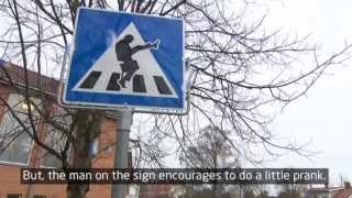 Traffic sign makes people do the Monty Python Silly Walk [upl. by Johppah]