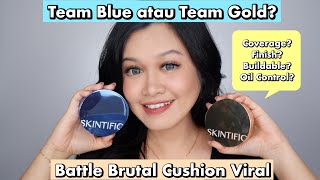 TEAM BLUE OR GOLD  BATTLE CUSHION VIRAL  SKINTIFIC CUSHION REVIEW BRUTAL [upl. by Herrmann]