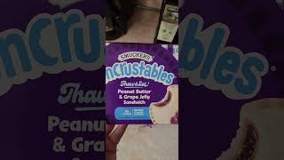 Smuckers Uncrustables Peanut Butter amp Grape Jelly Sandwich Review foodlover sandwich [upl. by Asiruam]