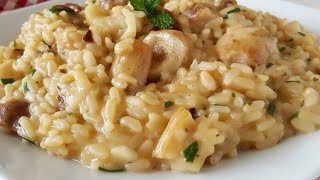 Reteta Simpla de Risotto cu Ciuperci Parmezan si Unt  Reteta Traditionala Italiana de Orez Cremos [upl. by Aivitnahs]