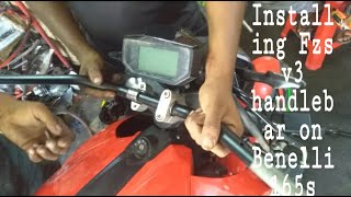 First Benelli 165s Modification in BangladeshFzs handlebar installing to Benelli165sSavage Biker [upl. by Yelkrab842]