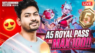 🔴BGMI NEW A5 ROYAL PASS MAXING 100  CONQUEROR TOP 100 LOBBY RANK PUSH [upl. by Leeann874]