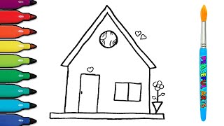 Lets Draw and Paint sweet Home Easily Together  Painting Coloring for Toddlers amp Beginner [upl. by Ilarrold]