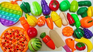 Satisfying Video ASMR Cutting Plastic Fruits and Vegetables Egg Pizza Durian vs Squishy amp Pop it [upl. by Hairaza]