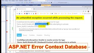 InvalidOperationException Unable resolve service Context attempt activate Controller ASPNET Core [upl. by Krystyna39]