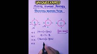 SSC CGL 2015 important reasoning question ❓🔥 Missing number analogy reasoning shorts ytshorts [upl. by Boffa248]