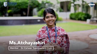 Ms Atchayashiri Shines in Humorous Speech Contest 2024 🏆  Sri Eshwar Toastmasters [upl. by Airetas]