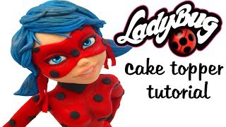 LADY BUG FONDANT CAKE TOPPER TUTORIAL  TORTA PASTA DI ZUCCHERO MIRACOLOUS [upl. by Aihsined]