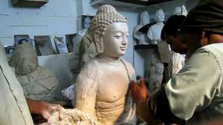 Sculpting Buddha Shakyamuni in Equanimity Statue in Varanasi India Dec 2008 [upl. by Graf]