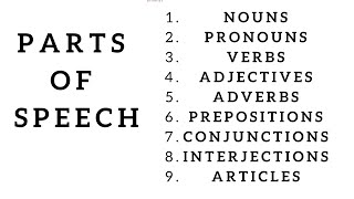 The 9 Parts of Speech in English Grammar  English Grammar Lesson 1 [upl. by Niatirb]