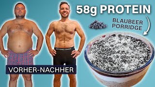 Einfaches gesundes Frühstücks Rezept Leckeres High Protein Blaubeer Porridge Perfekt zum Abnehmen [upl. by Sibylle]