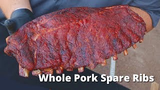 Smoked Spare Ribs Recipe  Whole Pork Spare Ribs on Ole Hickory Smoker [upl. by Annunciata]