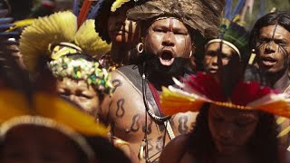 Brazil Indigenous people gather for weeklong protest in Brasilia [upl. by Idnem]