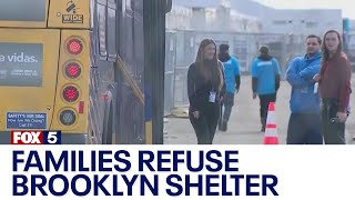 NYC migrant crisis Families refuse Brooklyn shelter [upl. by Noillimaxam]