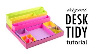 Origami Desk Organizer Boxes Tutorial  DIY  Paper Kawaii [upl. by Hendrick185]