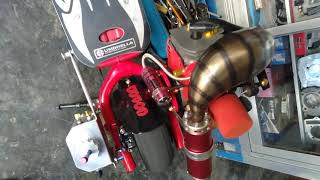 Evo engine with boost bottle stand up scooter 63cc engine port polish head kit RPM SOUND CHECK [upl. by Weld]