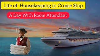 Life of housekeeping room attendant at cruise  room attendant cleaning procedures  Room Attendant [upl. by Arawaj]