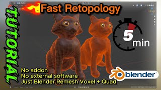 Few minutes Blender  Retopology  retopo with remesh quad tool 5 min [upl. by Arquit]