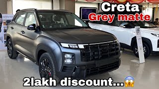 Hyundai Creta 2024 Model Matte Grey  Creta Diesel  upto 2 lakh discount 😱 [upl. by Tnarg]