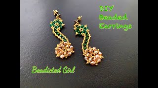 Bicone Earrings  DIY Beaded Earrings  Super Easy Tutorial [upl. by Lamberto272]