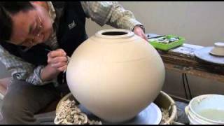 35 Making  Trimming a Large Porcelain Covered  Lidded Jar with HsinChuen Lin [upl. by Trotta]