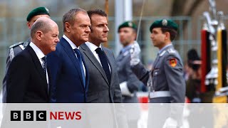 Germany France and Poland meet in Berlin over Ukraine  BBC News [upl. by Amat451]