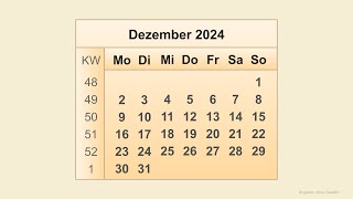 Kalender Dezember 2024 [upl. by Siger]