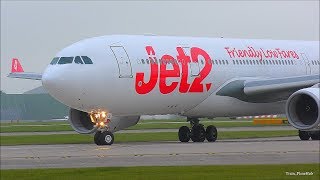 Misty Morning Departures Manchester Airport RWY23L Close Ups  250717 [upl. by Akiv]