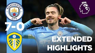 EXTENDED MAN CITY HIGHLIGHTS  Man City 70 Leeds  Foden Grealish De Bruyne Mahrez Stones Ake [upl. by Rayner]