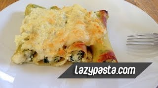 Cannelloni with spinach ricotta and bacon  easy pasta recipes by Lazy Pasta [upl. by Enomis]