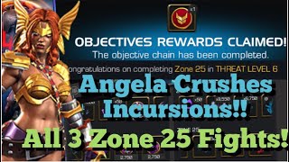 MCOC  Legendary Incursions  Angela with Odin Synergy  All 3 Zone 25 Fights [upl. by Channa781]