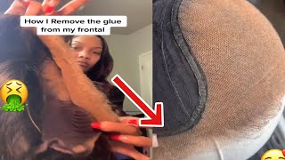 How to remove glue from lace frontal wig [upl. by Llerehs]