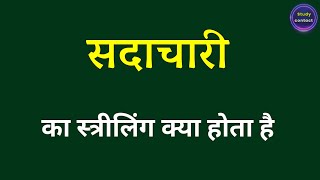 सदाचारी का स्त्रीलिंग क्या होता है । sadachari ka striling । sadachari ka striling kya hota hai [upl. by Osnofla221]