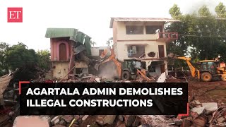 Tripura Agartala administration demolishes illegal constructions belonging to smugglers criminals [upl. by Hennessy318]