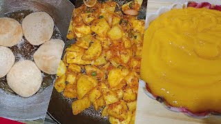 कभी तो पुरी भाजी के साथ आमरस बनाइए  How to Make Full meal  Puri  Bhaji  AamRas byDailyciousfood [upl. by Suravaj528]