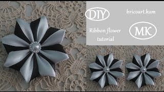 DIYHow toKanzashiRibbon flower tutorialFlor de cintaMKканзаши bricoartkam [upl. by Enailil967]