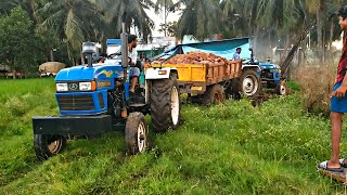 2 EICHER TRACTORS PULLING TROLLEY TOGETHER  EICHER TRACTOR VIDEOS  TRACTOR VIDEOS [upl. by August]