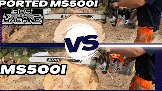 309 machine Ported STIHL MS500i VS Stock 309machine [upl. by Isidor904]