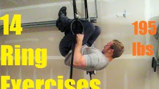 14 Intermediate Ring Exercises for Strength Training Gymnastics Bodybuilding  195 lbs [upl. by Aisul]