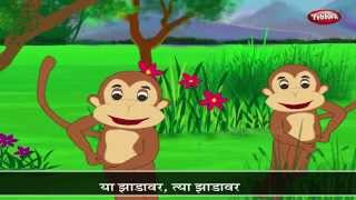 Top Nursery Rhymes For Kids  Makad  Marathi Balgeet  Popular Marathi Rhymes [upl. by Naitirb]