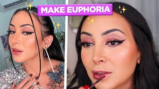 MAQUIAGEM INSPIRADA EM EUPHORIA  com strass [upl. by Vanessa147]