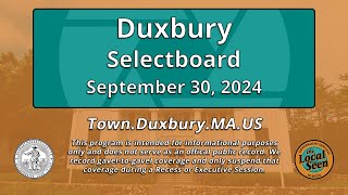 Duxbury Selectboard 9302024 [upl. by Ayhtak700]