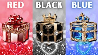 Choose your gift 💖🎁😭3 gift box challenge2 good vs 1 bad Red Black Blue 3giftbox [upl. by Neelak]