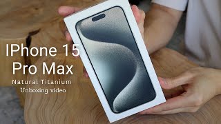 iPhone 15 Pro Max aesthetic  Natural Titanium unboxing  RhinoShield Case [upl. by Yereffej823]