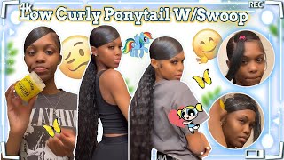 Sleek Side Swoop Low Ponytail  No Heat No Thread  FtULAHAIR Curly Bundles [upl. by Tocci]