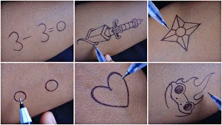 330 convert in tattoo  cute car  heart amp knife tattoo with pen  kese bnaye [upl. by Aymer]