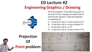 Projection of point  projection of point in all quadrants  Engineering drawing  Graphics ED 2 [upl. by Pellikka]